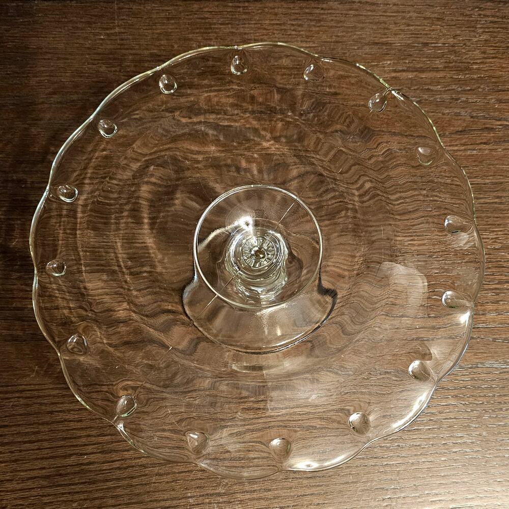 Vintage Indiana Glass Co Clear Glass TEARDROP Cake Stand 10 3/4" Perfect